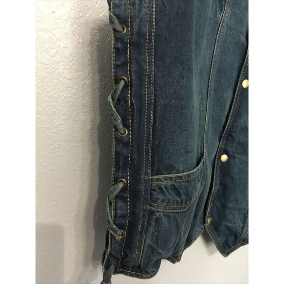 Milwaukee Jean Women's Side Lace 4 Snap Front Denim Vest‎ Size XL - Picture 4 of 8
